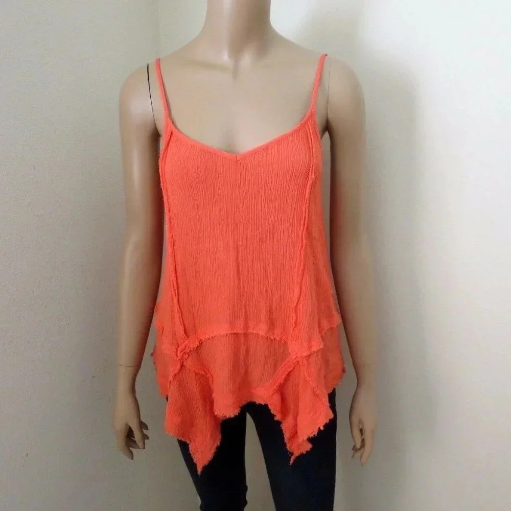 Hollister Gauze Flowy Tank Top Size Small Orange